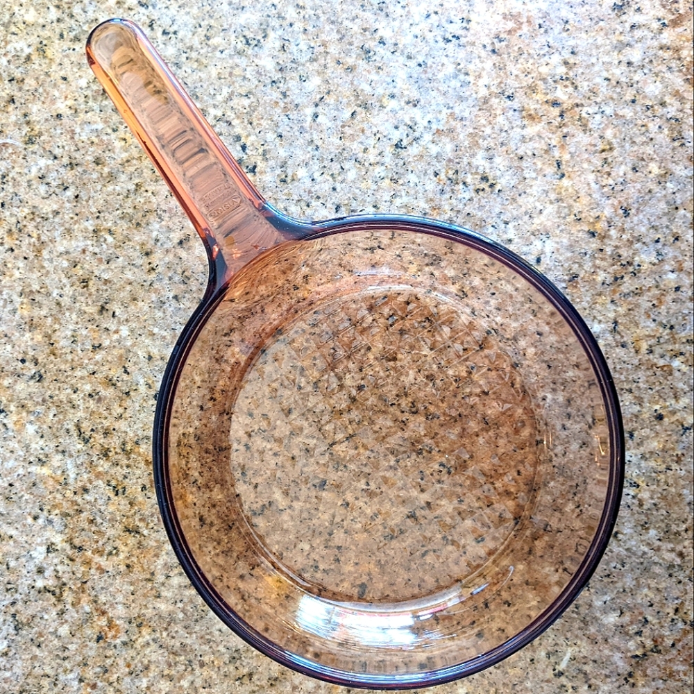 VTG Amber Vision Corning France Glass Cookware Small Pan